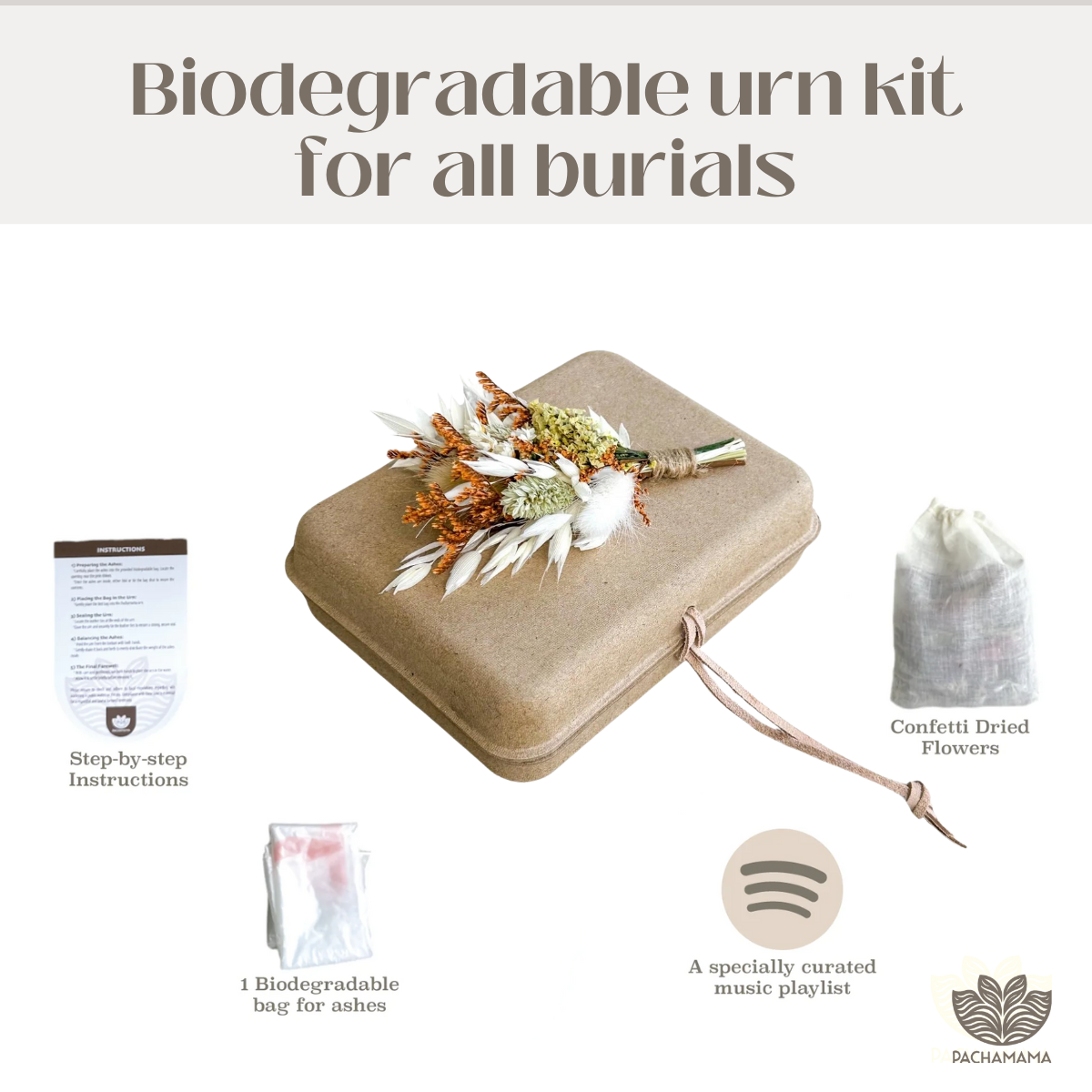 Biodegradable Urn with Assorted Dried Flowers – A Loving Tribute