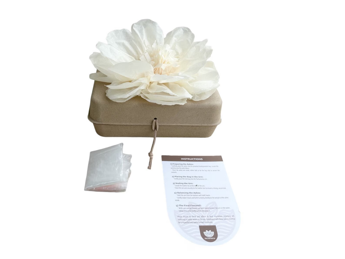 Pachamama Honoring Kit: Biodegradable Urn with Natural Tissue Paper Flower