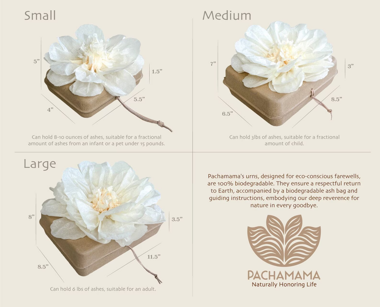 Eco-friendly biodegradable urns for honoring life's journey with love. Supports water/ground burials, embodying sustainability and spiritual connection. Each purchase aids end-of-life care, honoring memories and Earth.